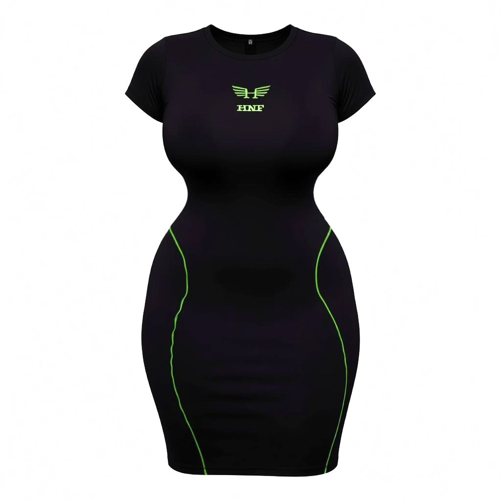 NEON STITCH BODYCON DRESS Hustlers Never Fold NEON STITCH BODYCON DRESS Hustlers Never Fold